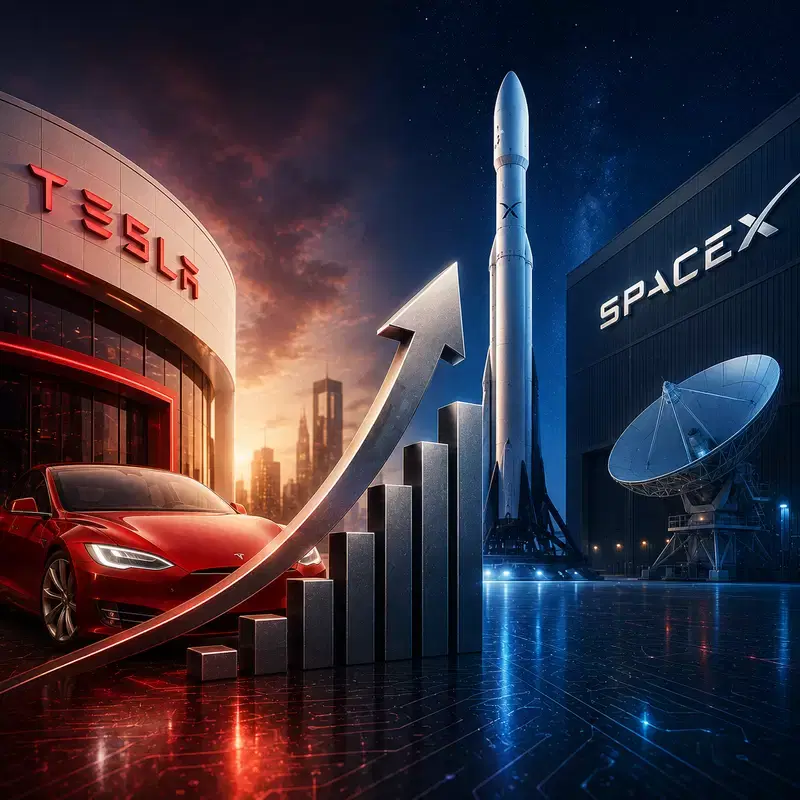 Polymarket "Tesla (TSLA) and SpaceX (SPCX) Merger Probability 18% by Year-End"