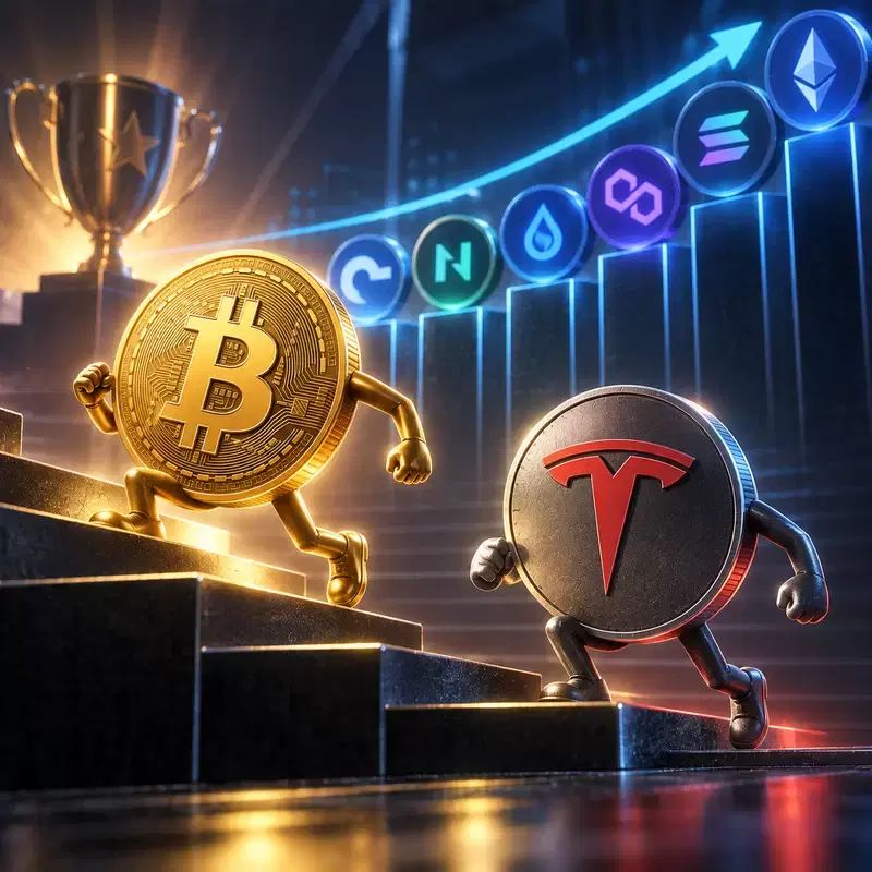 테슬라(TSLA)도 제쳤는데...비트코인(BTC), 암호화폐 성장 순위 '꼴찌'